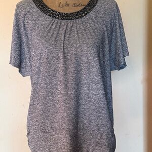 Apt. 9 Heather Gray Beaded Blouse